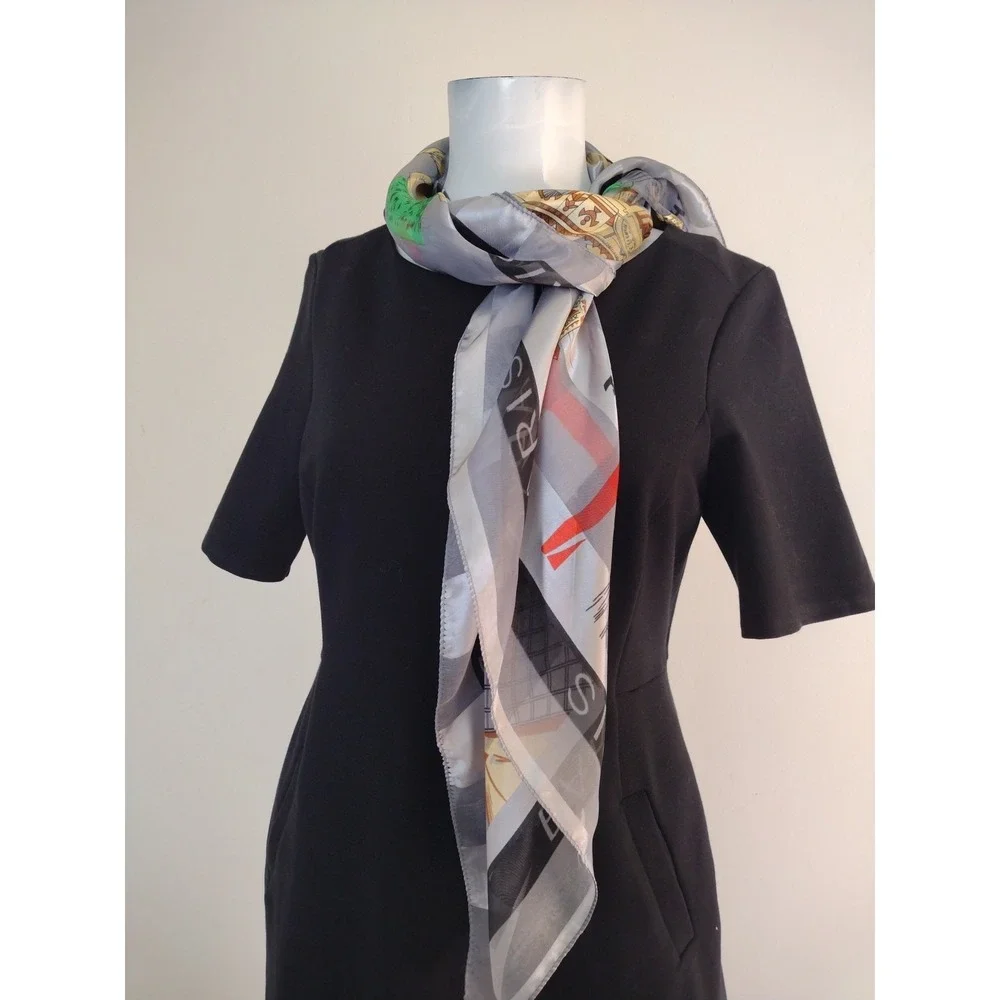 Unbranded Scarf Woman Parisian Landmarks Multicolor Multiuser Office Party 38X38